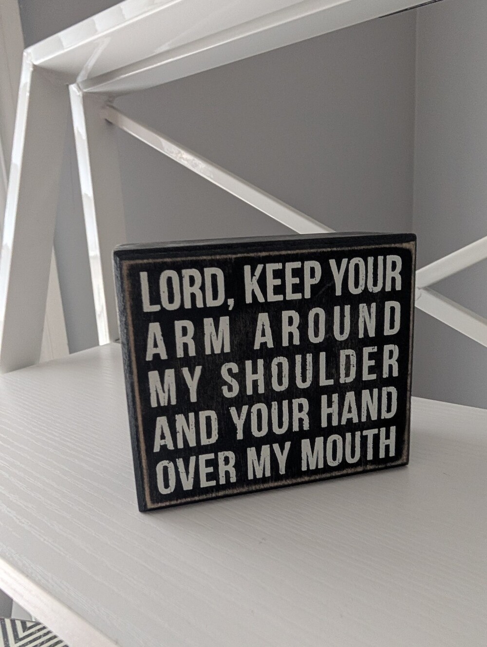 Primitives by Kathy Black and White Wooden Prayer Sign